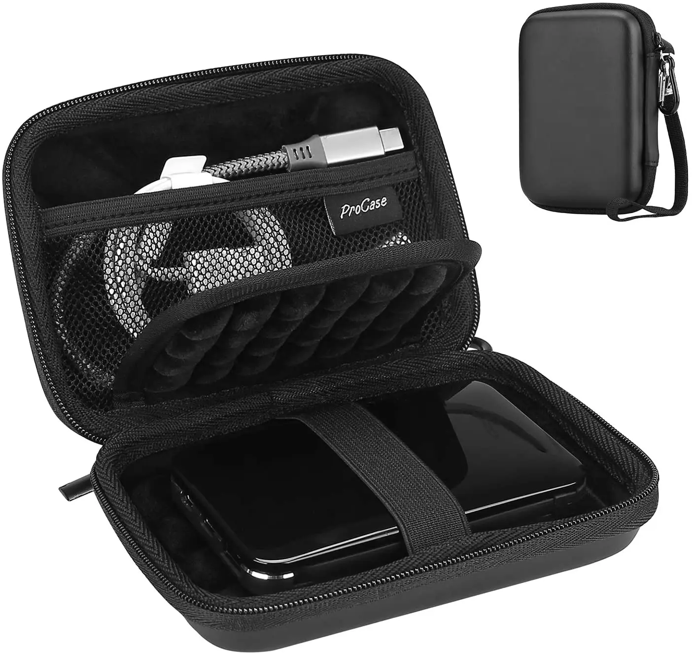 Small Travel Gadget Organizer USB Charger Cord Cable Bag Waterproof Pouch Carry Case Portable Hard EVA Case for External Battery