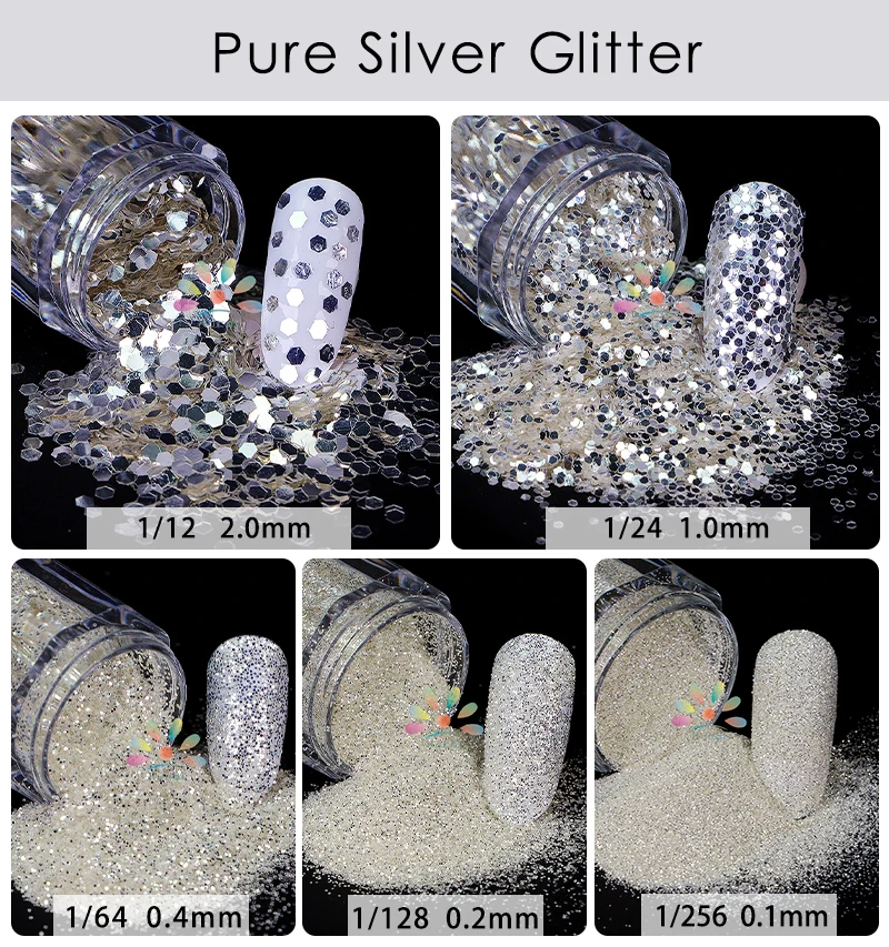 Diamond Glitter High Flash Sliver glitter Powder Makeup for Cosmetics Nails Crafts decoration Silver Glitter