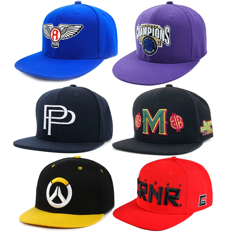 Пользовательская 6 Панель 3D вышивка плоские поля вышитый логотип Уличные виды спорта новые модные бейсболки Снэпбэк кепки головные уборы для