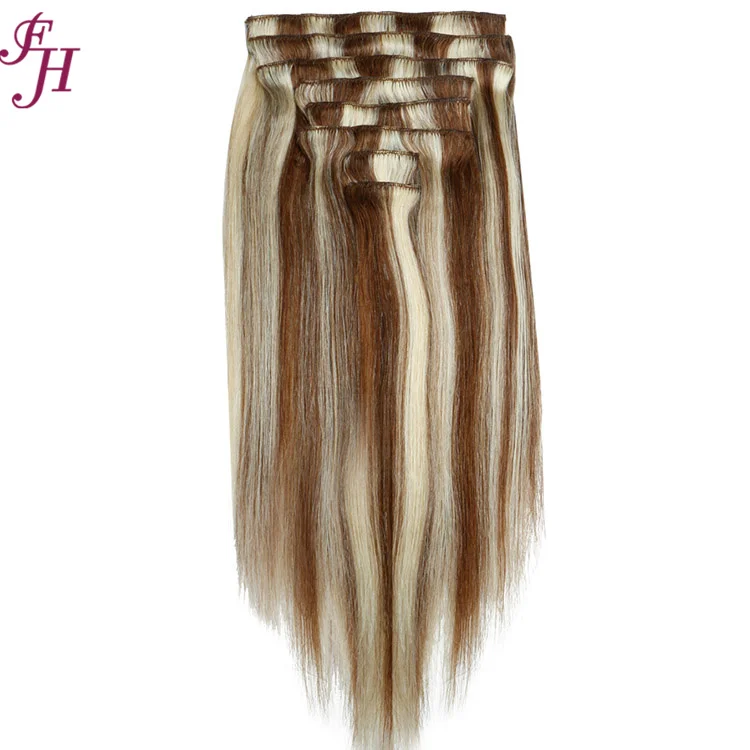FH wholesale double weft drawn remy clip ins natural virgin hair clip in extensions clip in hair extensions 100% human hair