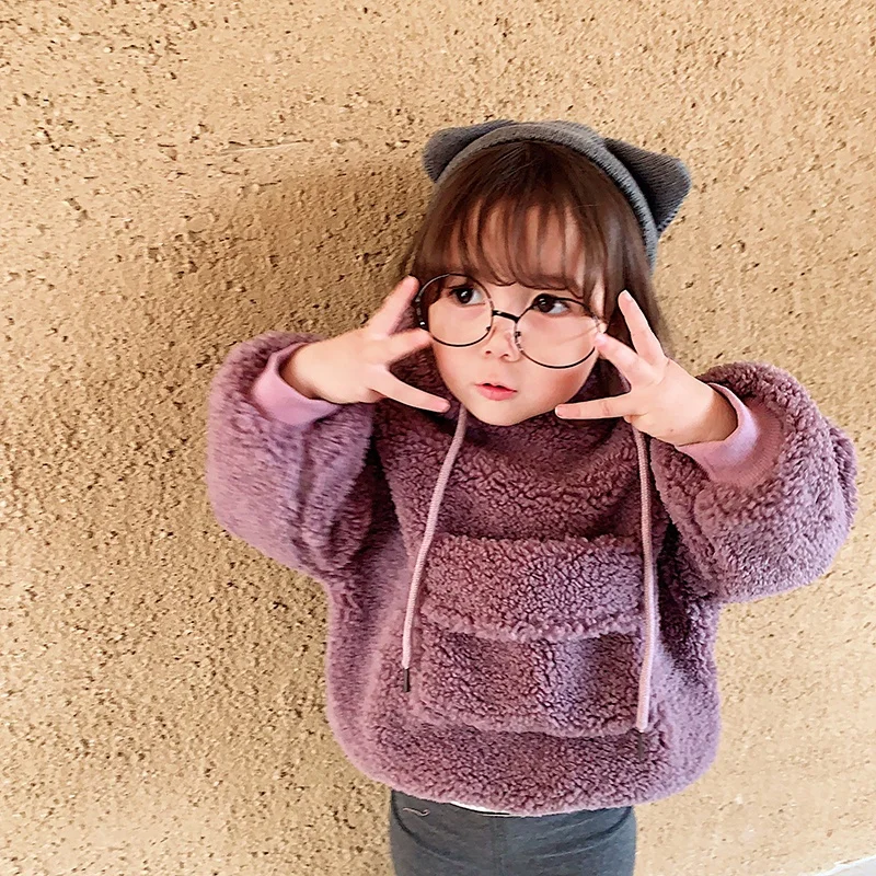 
6138/Newest fashion plush infant girl warm winter sweater hooded thicken toddler girls pullover top 