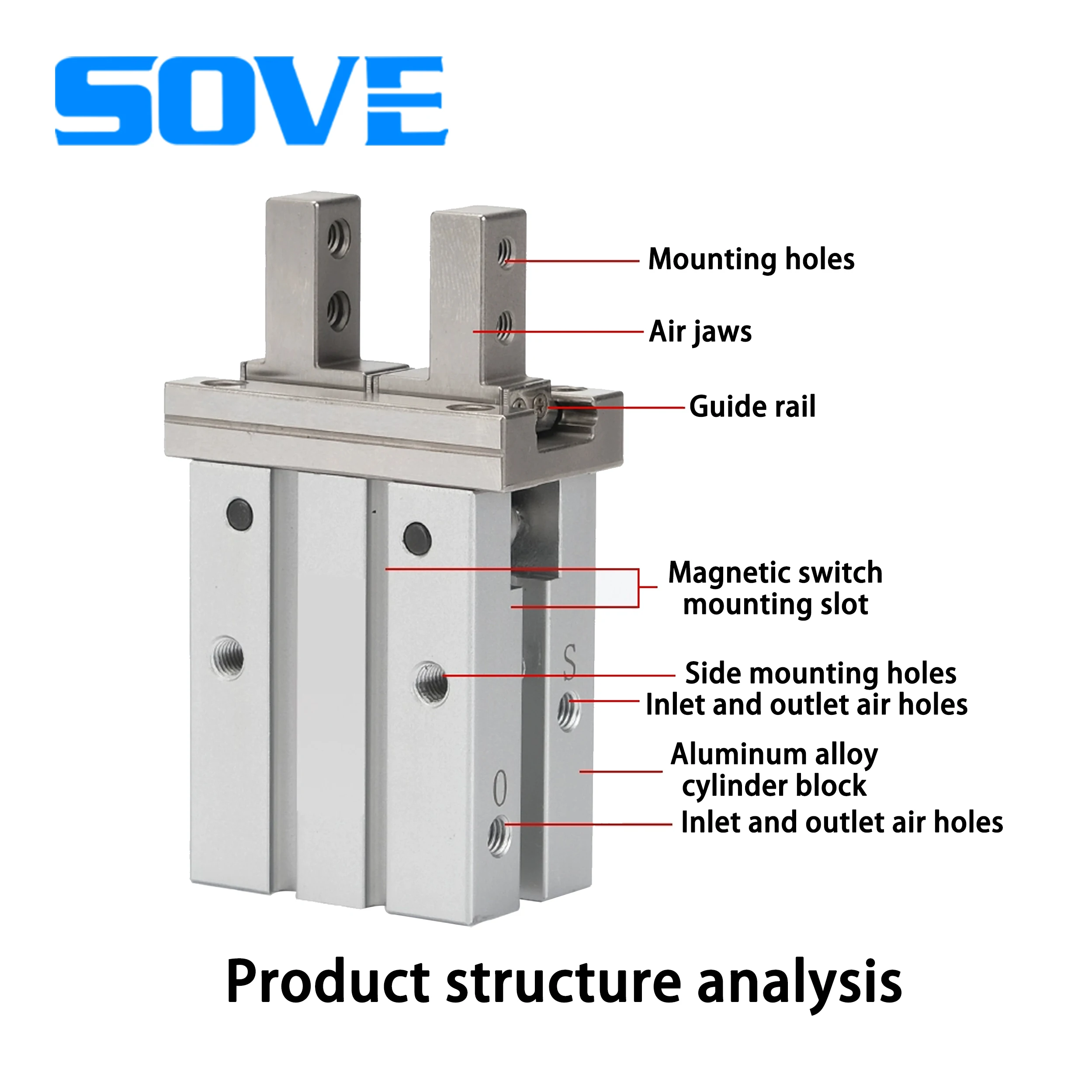 Pneumatic finger cylinder small parallel gripper MHZ2-16D/10D20D25D32D40S magnetic thread