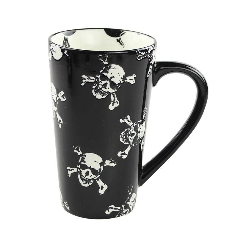 Popular unique Halloween cup ceramic black bone  porcelain cups custom ceramic cup wholesale