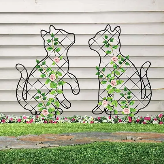 YJL wholesale Iron cat stakes  Metal Outdoor animal cat hollow out  Decoration metal art silhouettes home Decoration