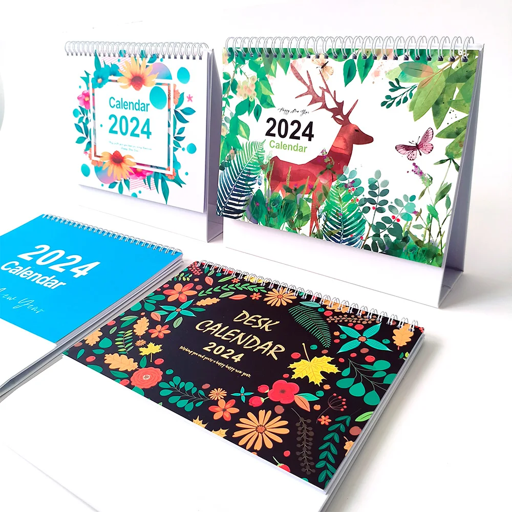 Factory customized printing 2024 Wall Calendar 12 Monthly Calendar Runs Planner Desktop calendar for Famialy and School