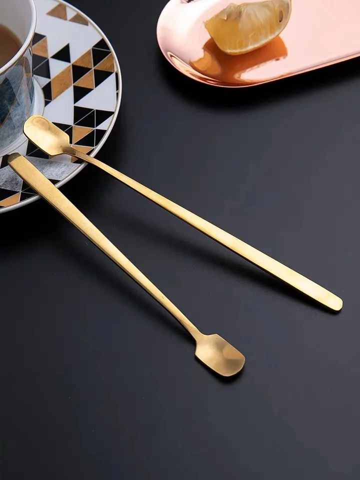 Creative 304 stainless steel long ice cream mixing cute spoon cocktails coffee dessert stirring spoons