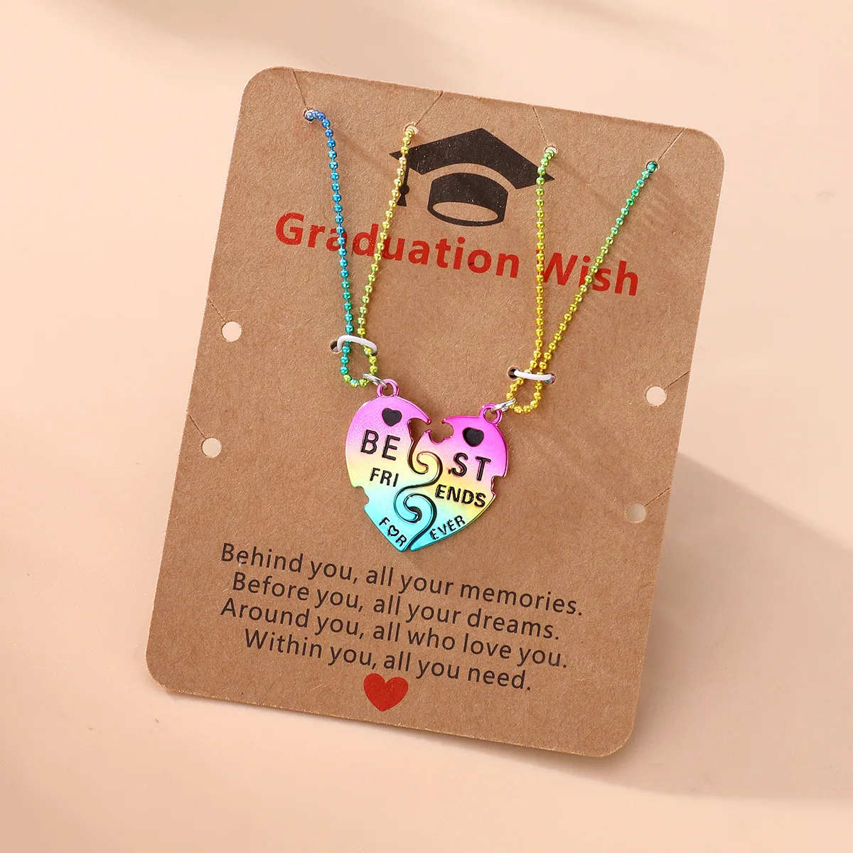 Hot Selling Children Best Friend Necklaces Set Cute Colorful Couple Broken Heart Pendant BFF Necklaces For 2 Girls