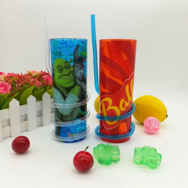 Пластиковый крутящийся соломенный стакан 10 унций, пластиковая чашка с соломинкой