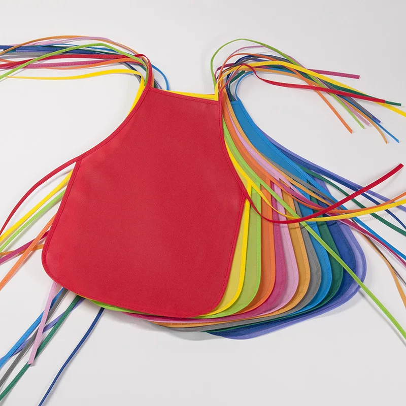 Custom Logo Print Eco-friendly Disposable Non Dirt Resistance Woven Kids Art Apron For Painting