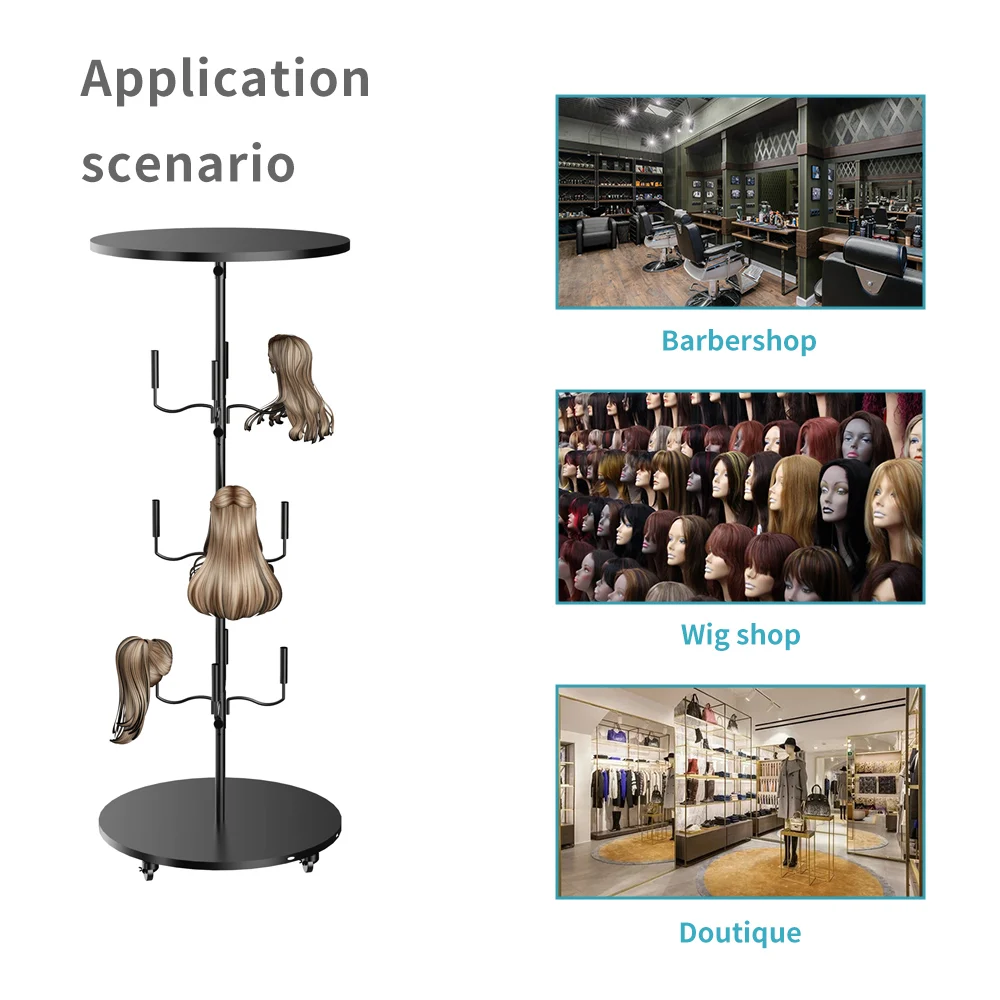 New Style Wig-Display Stand 3 Tier Hair Salon Stand Metal Floor Type Hair Extension Display Stand