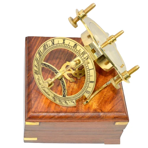 High Quality Brass Sundial Compass With Wooden Box Beautiful Home and Office Desk Decor at Factory Price