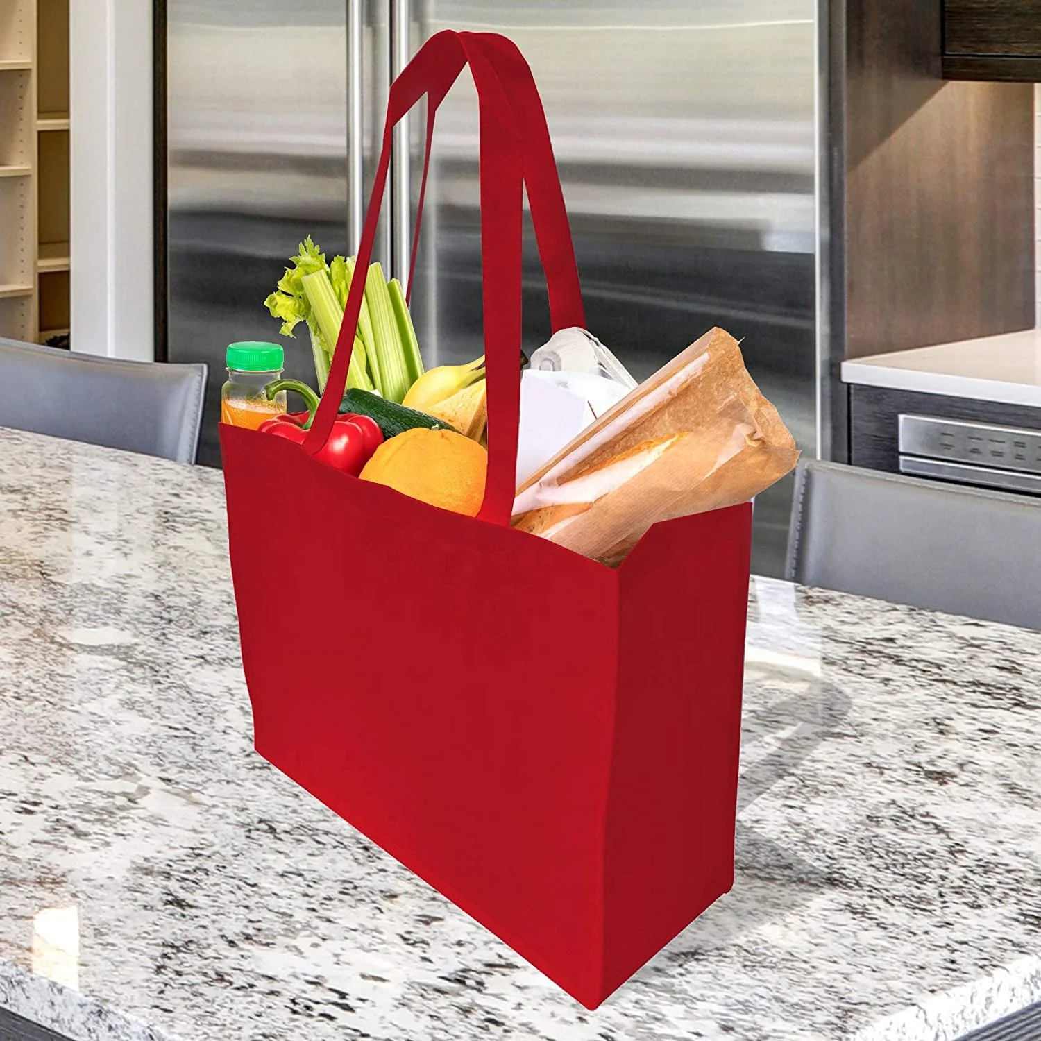 wholesale cheap reusable non woven fabric printed portable shopping bag with handle