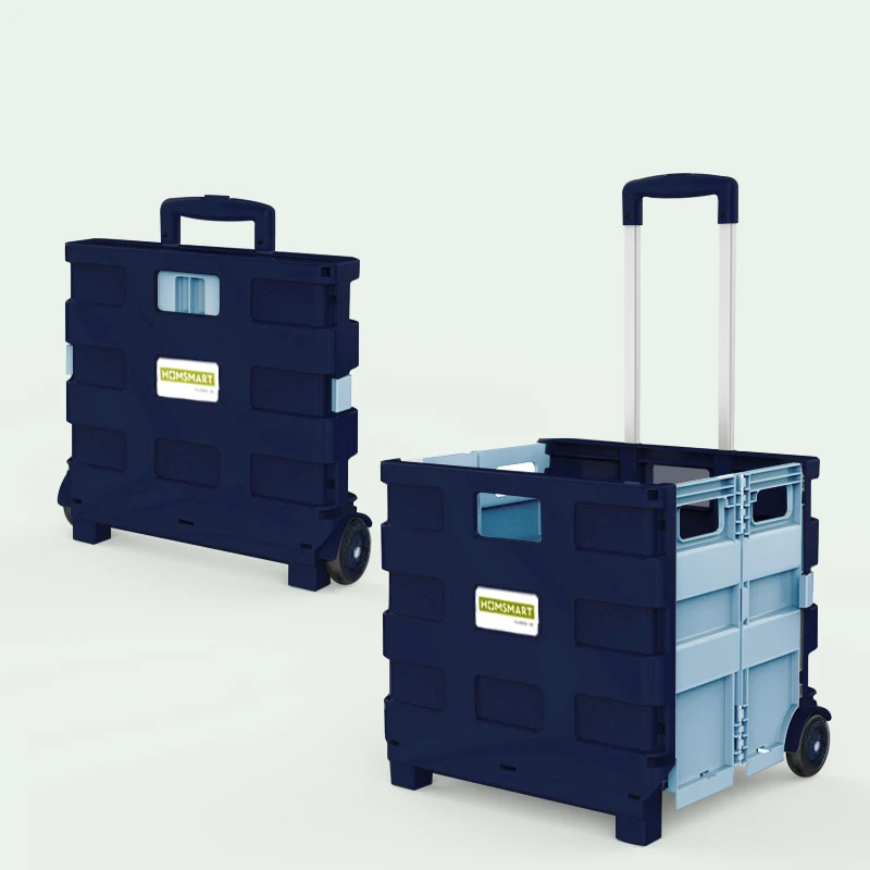 High Quality Large Heavy Duty Light Shopping Lightweight Folding Cart Supermarket Trolley Plastic Four Wheel Trolley 3kg 100cm