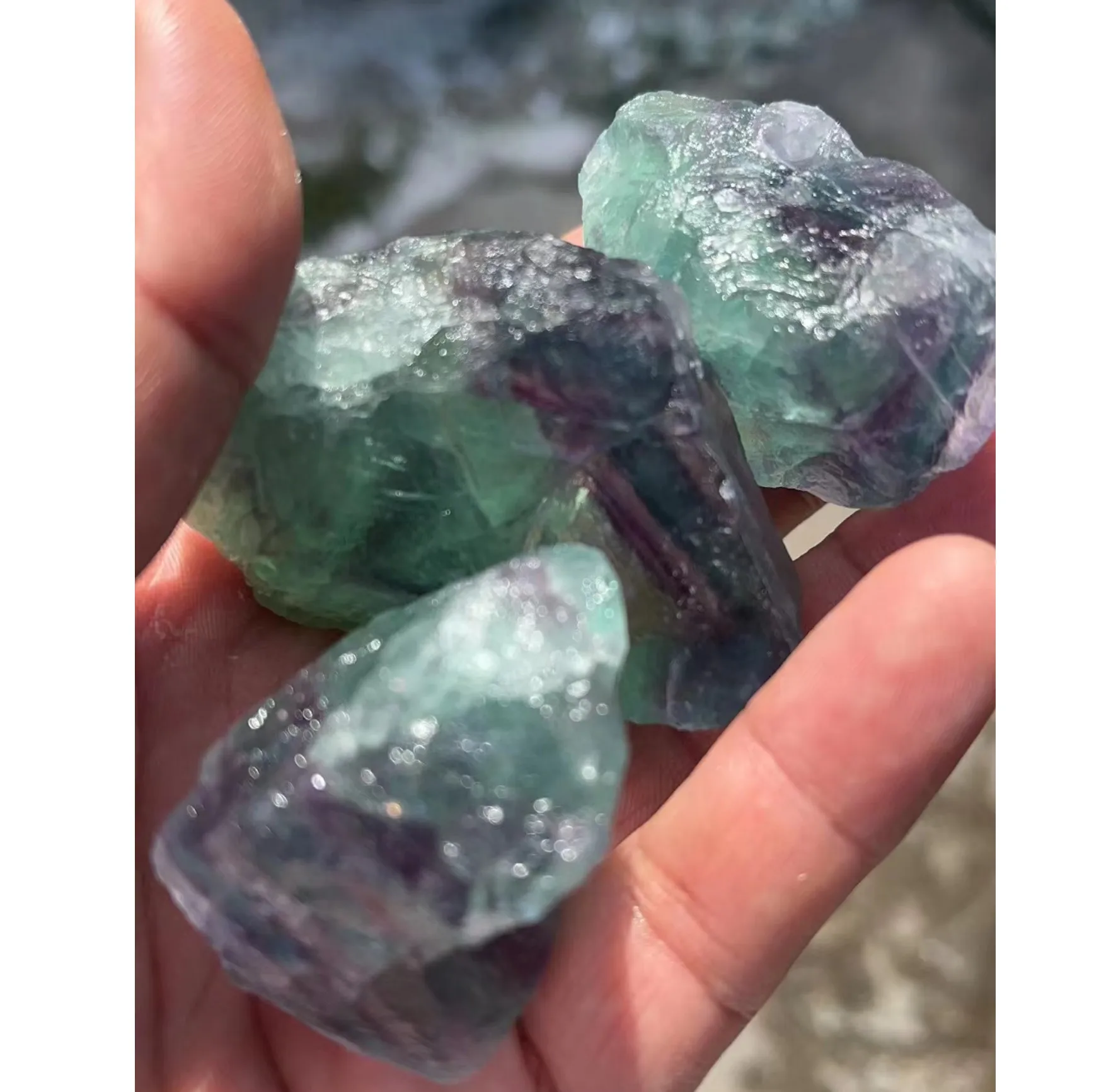Natural Rainbow Fluorite Mineral crystal raw Rough stones Purple Blue Pink Fluorite Crystal Chunk Stone fluorite colorful stone