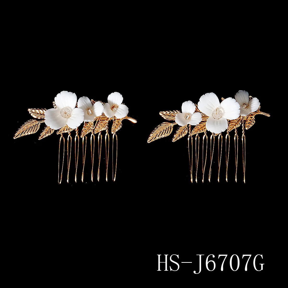 Romantic wedding dress plate hair comb handmade soft pottery pearl hairpin bridal headdress hair accessories