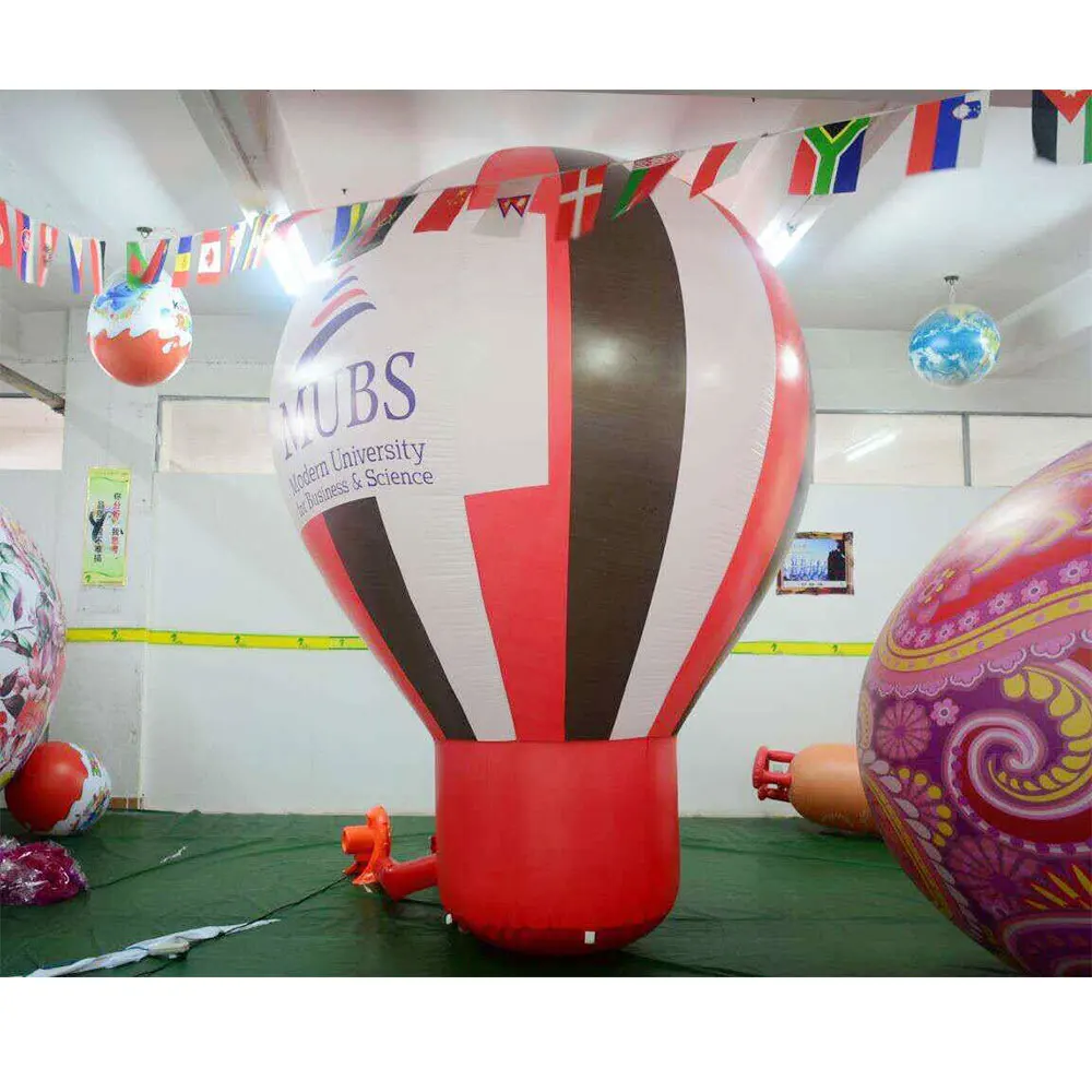 Custom Printed Ground Advertising Inflatable Helium Balloon Shaped Hot Air Balloon With Blower