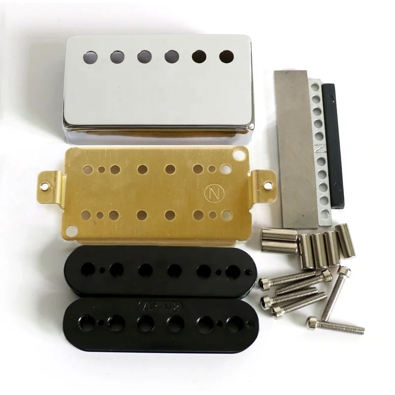 Donlis Alnico Magnet Brass Baseplate Humbucking LP Guitar Pickup Kits with Brass Cover in Nickel Chrome Colors