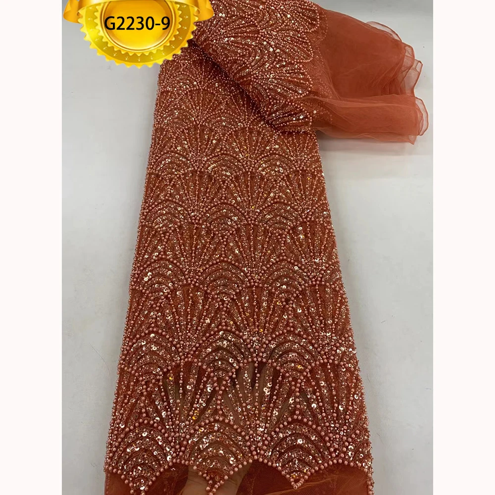 G2230 High Quality Heavy Beaded Fabric Embroidery Luxury Beaded Lace Fabric for Wedding