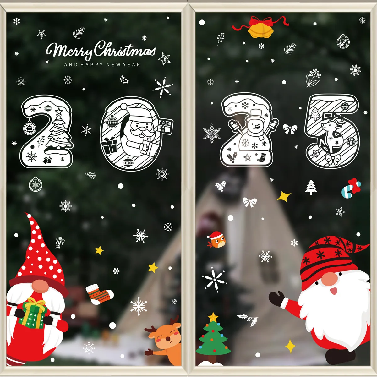 2025 Christmas Window Stickers Santa Claus Window Stickers in Stock Glass Film Christmas Window Glass Sticker