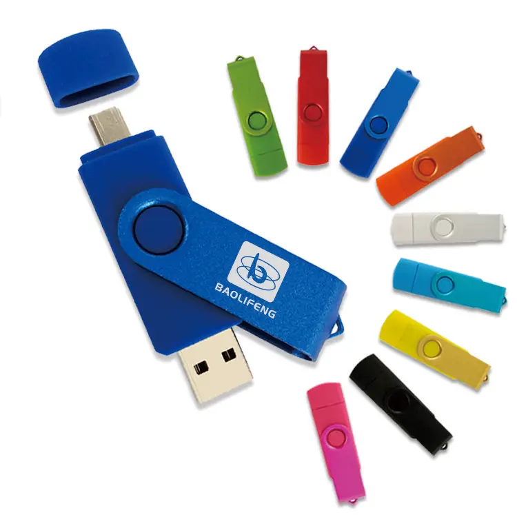  Высокое качество 2 в 1 поворотный Usb 0 3 OTG 128 Гб 64 Pendrive ГБ 32 16 8 металлическая карта памяти