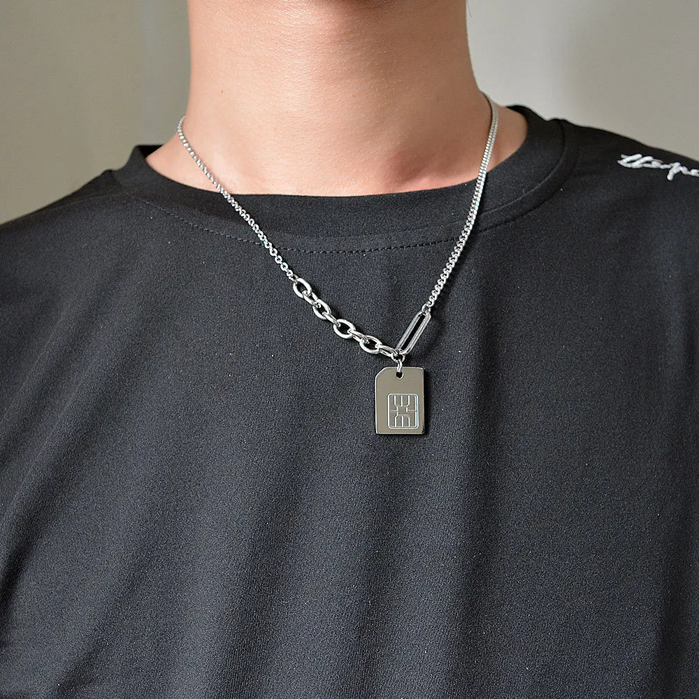 Vershal B3-520 New Arrival Unique SIM Phone Card Pendant Necklace Stainless Steel Men  Necklace
