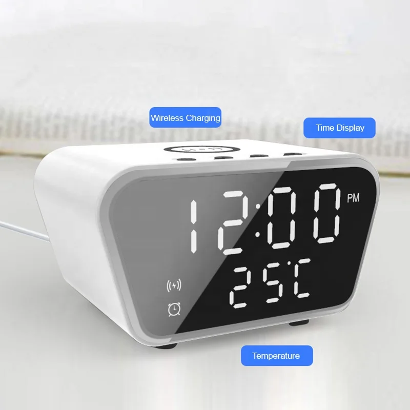 Best Selling LED Time Display Digital Alarm Clock With 15 Watt Cell Phone Wireless Charger