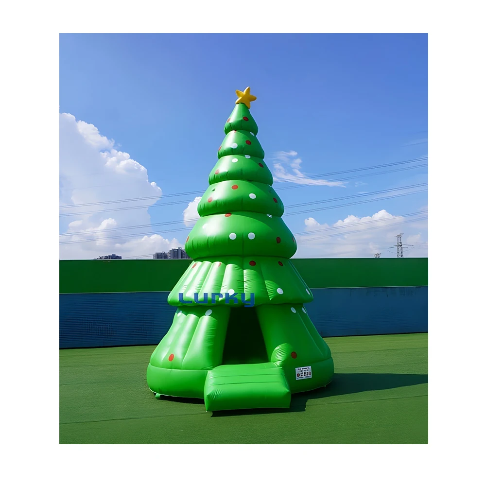 Inflatable christmas tree holiday themed bounce house kids party game