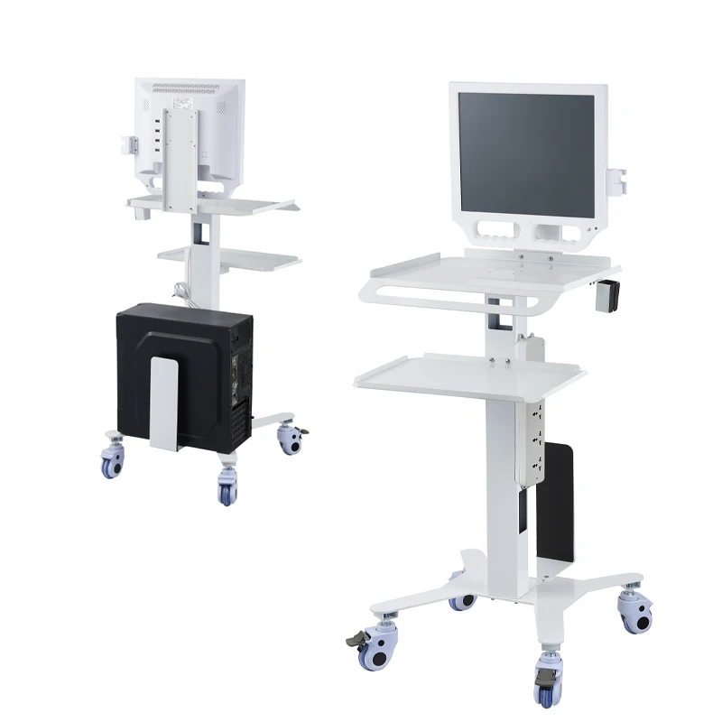 White Mobile Hospital Trolley Medical oral Dental Scanner Cart Intraoral Scanner Trolley Tool Cart With Bracket Tray