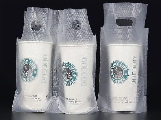 Customized Milk Tea Takeaway Packaging Bag Disposable Net Red Single Cup Double Cup Beverage Portable Plastic Bag