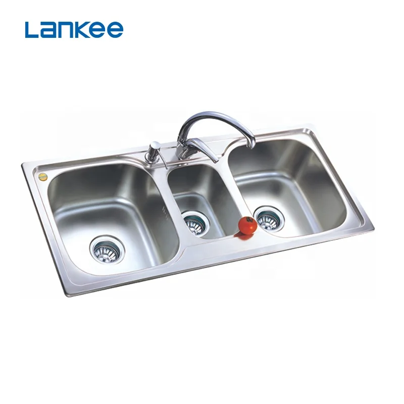 Item 907A stainless steel sink triple bowls