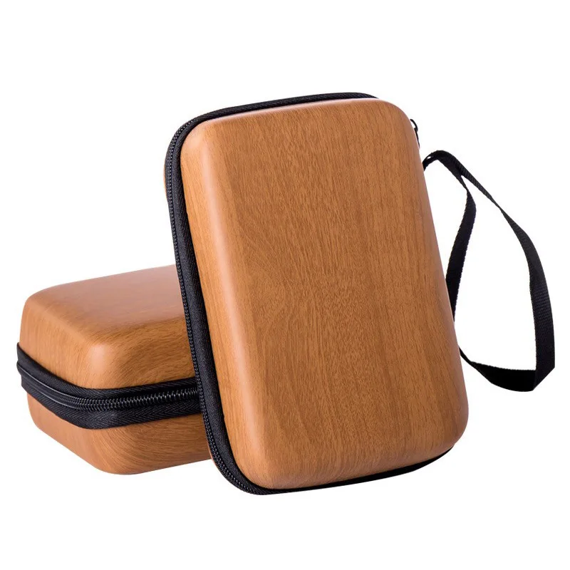 Custom logo wood design mobile hard disk bag shockproof resistant digital storage case slingshot EVA Case hard shell bag for