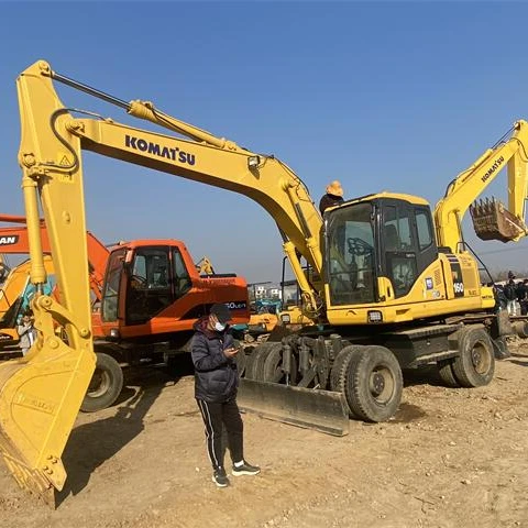 Komatsu wheel excavator for sale , Used pw160 wd160 Komatsu digger , Komatsu original Japan made digger