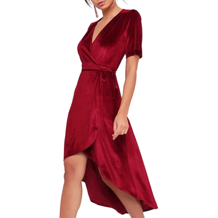
Velvet cardigan irregular dress with lace 