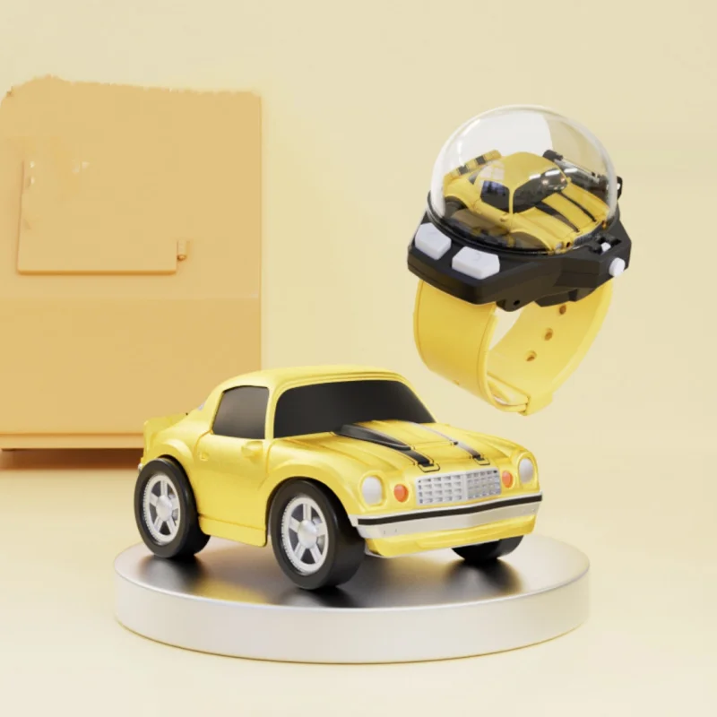 Mini Remote Control Watch Alloy Car Toys 2.4 GHz 50m Long Distance Small Racing Car with USB Charging Cartoon RC Car Gift