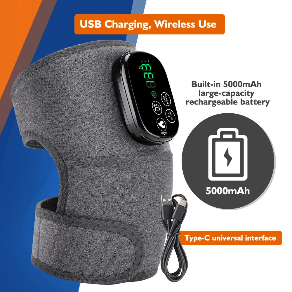 3-In-1 Wireless Electric Knee Massager 660nm 850nm Infrared Light Therapy Elbow Pads Shoulder Wrap Brace Pain Relief Heating Pad