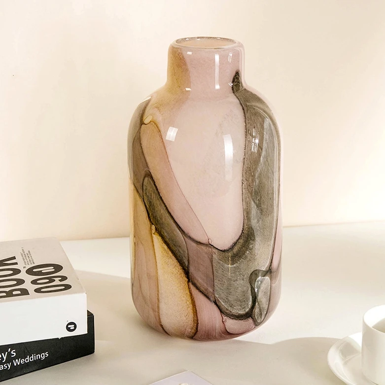 Retro Chinese Ornamental Handmade Single Flower Vase The Flat Glass Bud Vase Vase For Flower Arrangement