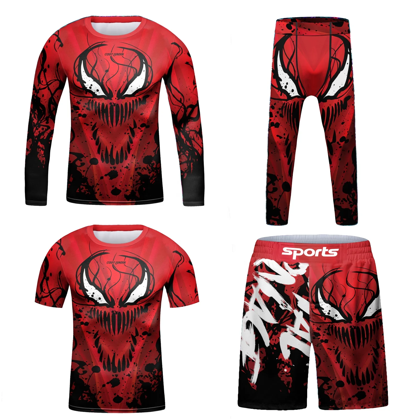 Wholesale Custom Sportswear mma shorts kimonos rashguard bjj full body kids  boxing rash guard sets