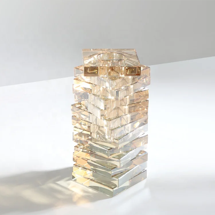 Handmade Wedding Transparent Crystal Glass Flower Vase Fashion hotel home office tabletop decoration