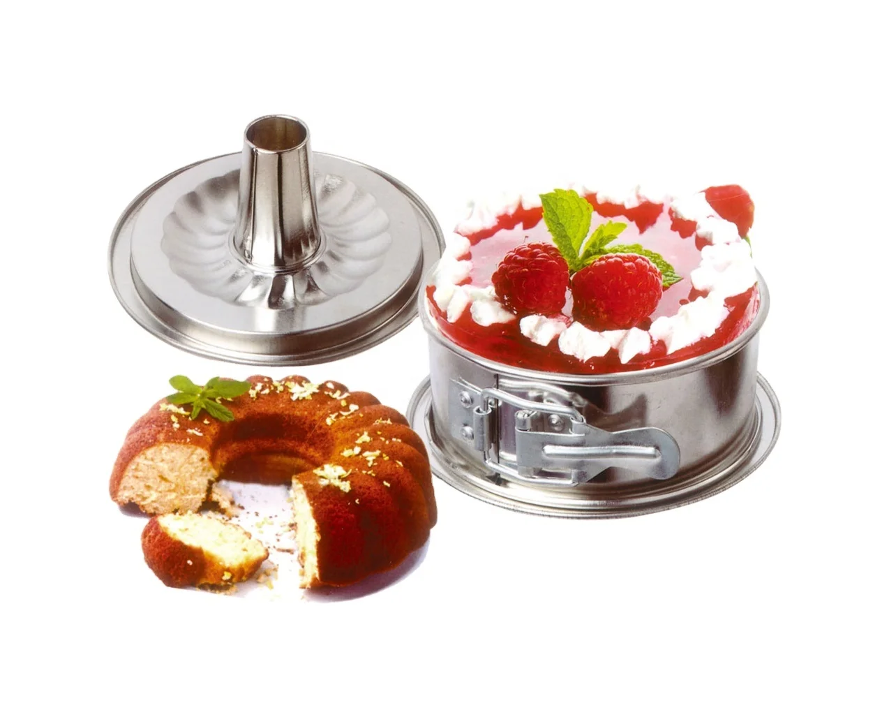 7 Inch Eco Friendly Tinplate Leakproof Springform Cake Pan with Flat and Tube Base Quick Release Latch