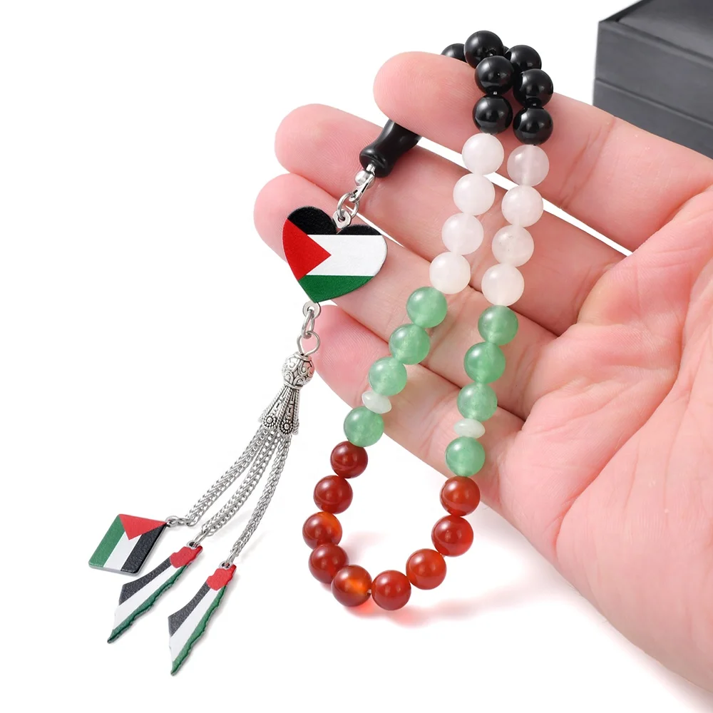 YS366 Free Palestine Products rosary  Accessories Flag Charms Gaza Map 33 Prayer Beads Jewelry Palestine Tasbih Tasbeeh