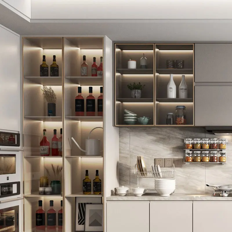 Modern Design Artificial Stone Countertop Granite Plywood Marble Sintered Stone Quartz kitchen counter top With Cabinets