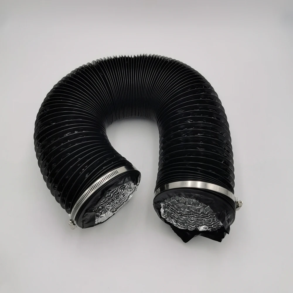 2 sets HVAC system  4 inch  8ft Non-Insulated pvc aluminum foil Combine  flexible  air duct   with 2 clamps