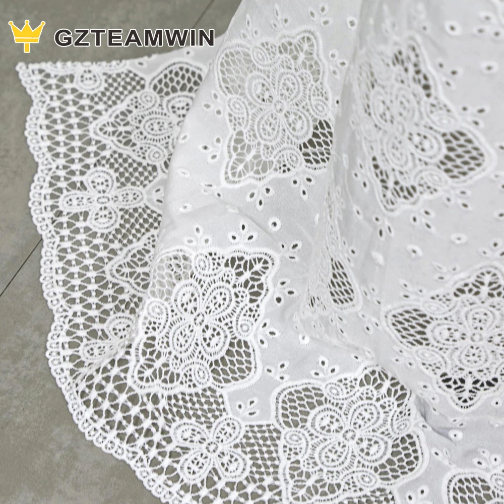 Прямая поставка с фабрики аксессуары для одежды Цветочный дизайн белое хлопковое кружево большой размер кружевная ткань вышивкой необычное