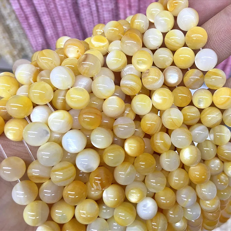 Natural Brown Mother of Pearl Shell Beads Round Precious Loose Gemstones for Jewelry Making Strand 15 Inch