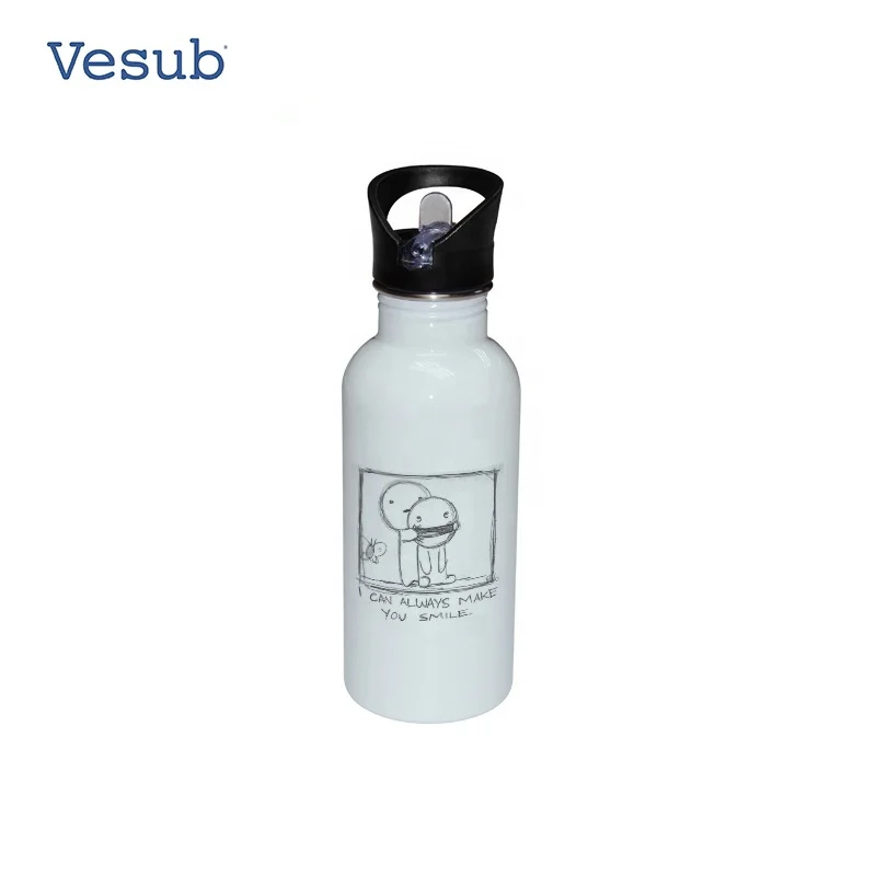 600ml White Outdoor Camping Bicycle Stainless Steel Vacuum Preservation Sublimation Water Bottle For Outdoor