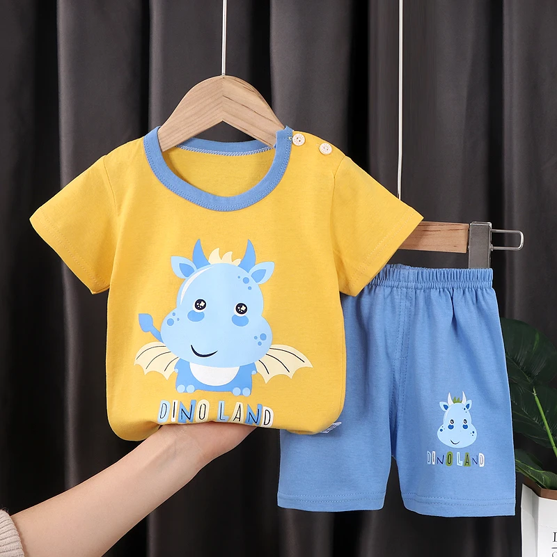 Cheap price baby boy clothes used clothing sets t shirt 2 pcs in stock