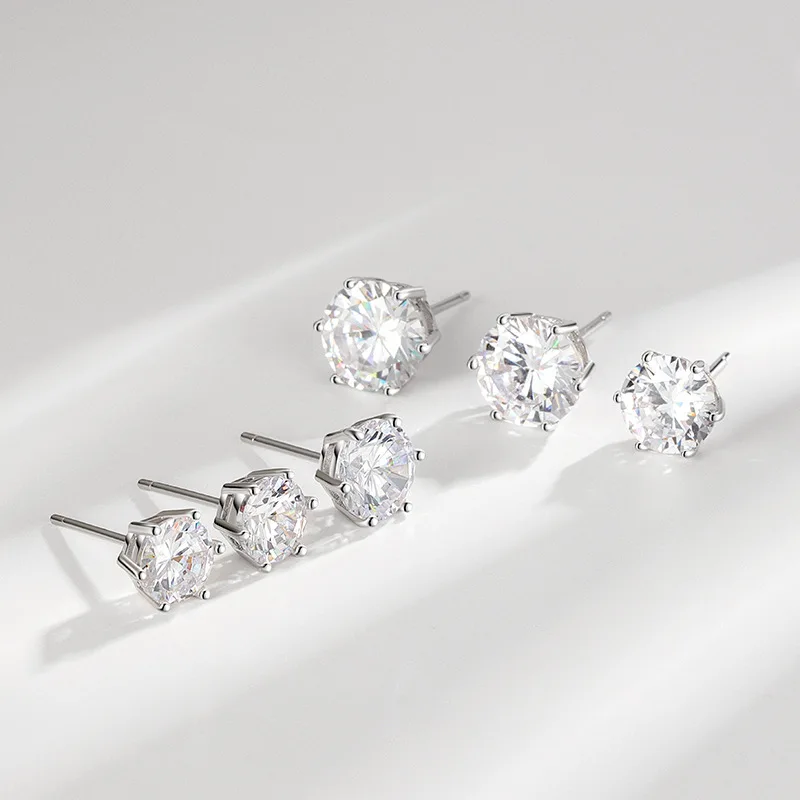 Luxury Earrings Set Screw Back Gold Plated 925 Sterling Silver VVS Moissanite Diamond Stud Earring For Men Women