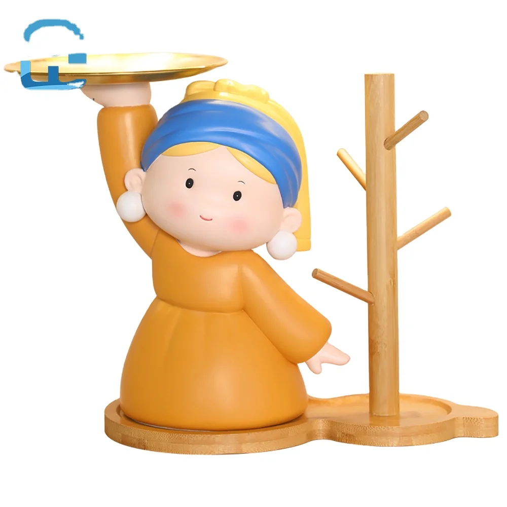 Creative Tray Organizer Ornaments Pearl Girl Home Living Room Decoration Porch Key Nordic Wind Light Luxury High End Handmade