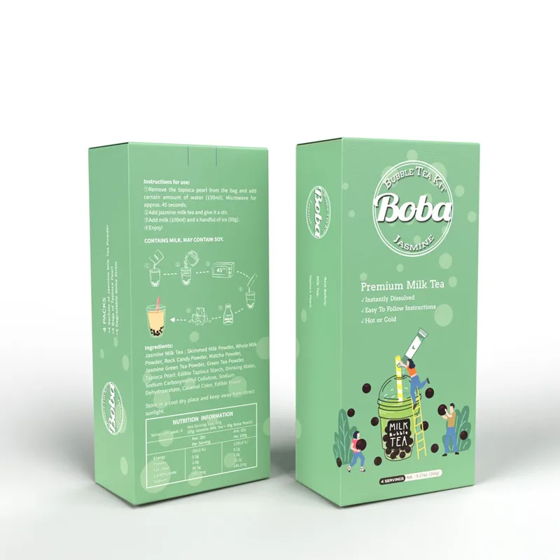 New Arrival DIY Jasmine Flavor Boba Pearls Milk Tea Powder Light Sweet Instant Bubble Milk Tea Kit with Straws