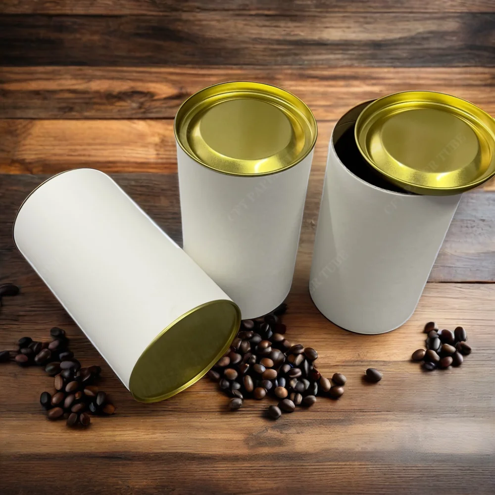 100% Recyclable Cardboard Cylinder Food Packaging Candy Coffee Bean Tea Bag Paper Tube Box